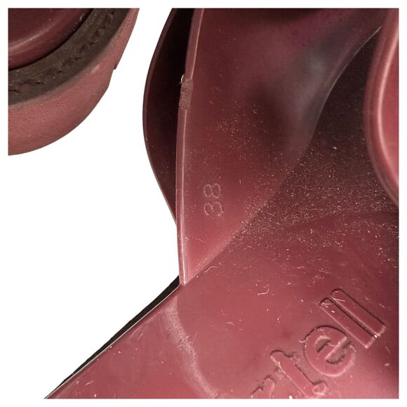 No. 21 Kartell Burgundy Maroon Knot Bow Platform Sandals Size EU 38 US 7.5 - Picture 3 of 10